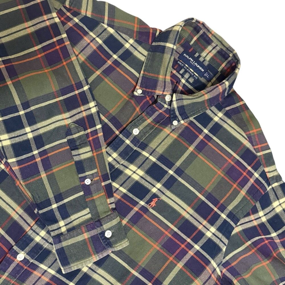 Ralph Lauren Golf Classic Fit Flannel Shirt L Long‎ Sleeve Plaid Button Up